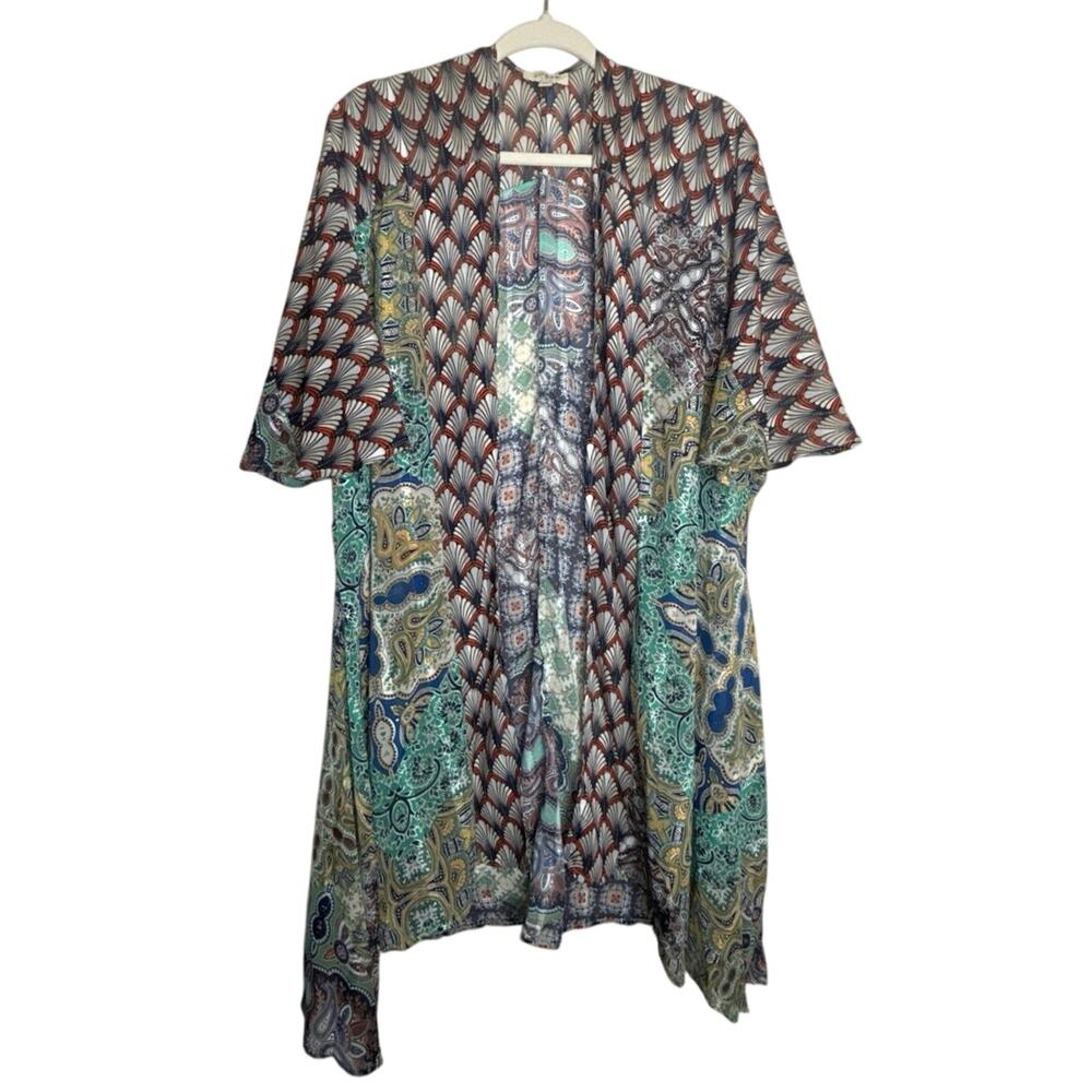 Umgee Boho Mixed Print Kimono | Size S/M | Open Front Layering Cardigan